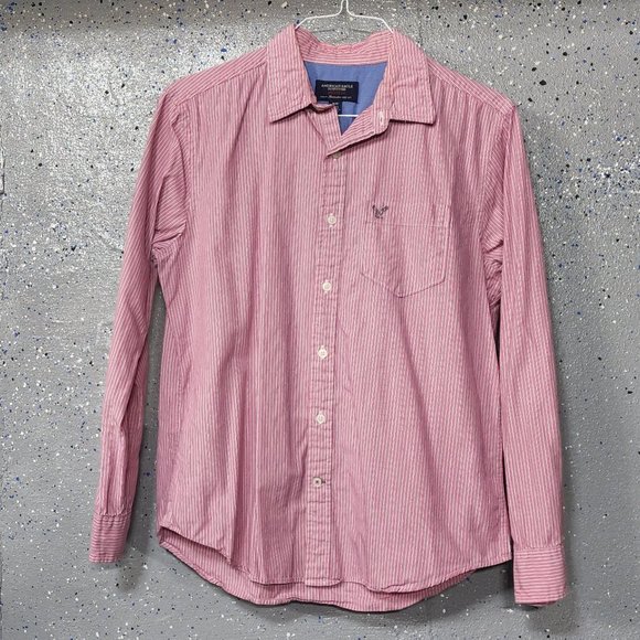 Pink Striped Long Sleeve Button Down Shirt